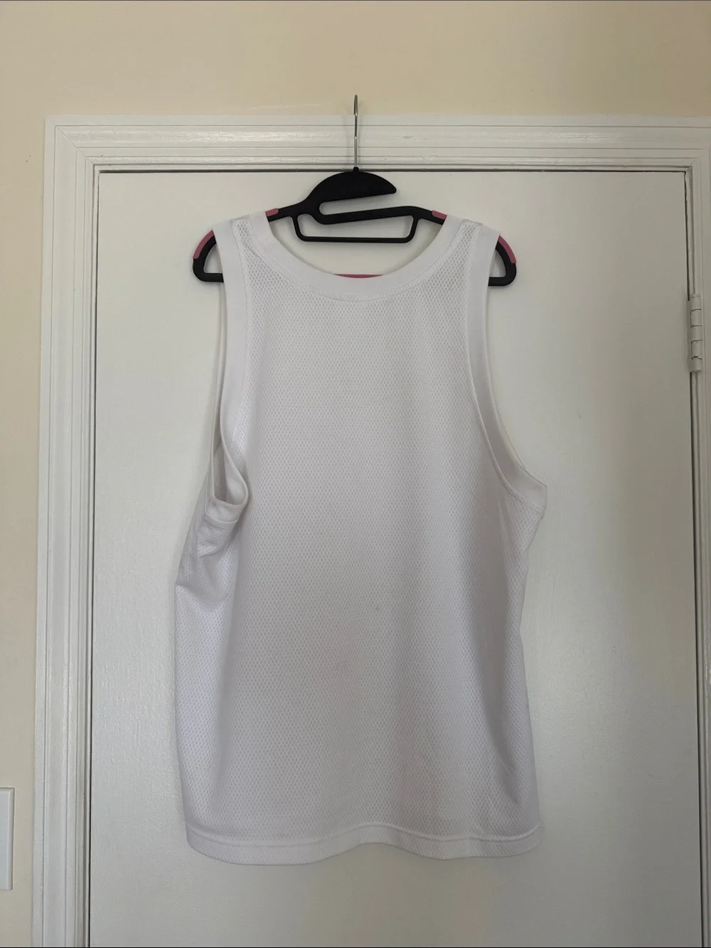 adidas White Mesh Training Tank Top with Black Logo
